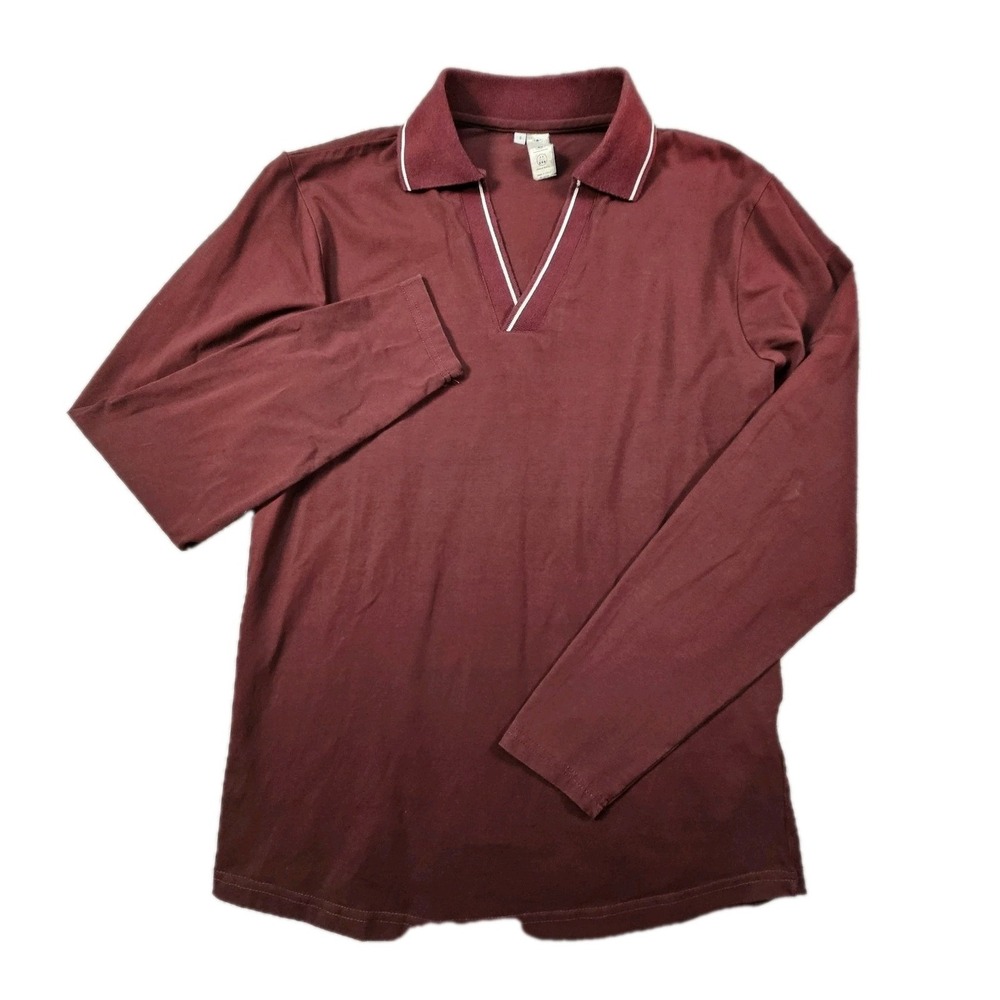 State & Liberty Tipped Polo Mens S‎ Red Burgundy Performance Technical Luxury